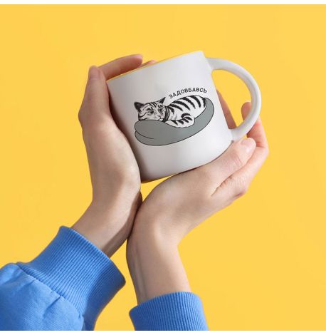 Кружка с котом «Задовбавсь» (350 мл) 