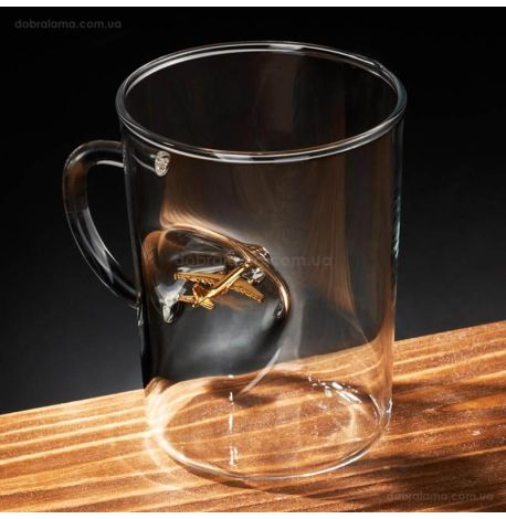 Стеклянная чашка с самолетом Airbus A320 (250 мл)