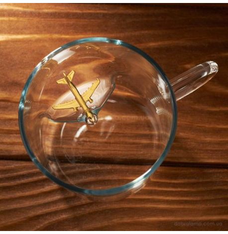 Стеклянная чашка с самолетом Airbus A320 (250 мл)