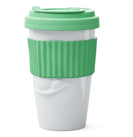 Чашка c крышкой Tassen To Go Tasty 400 мл, фарфоровая (мятная)