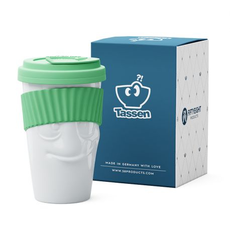 Чашка c крышкой Tassen To Go Tasty 400 мл, фарфоровая (мятная)