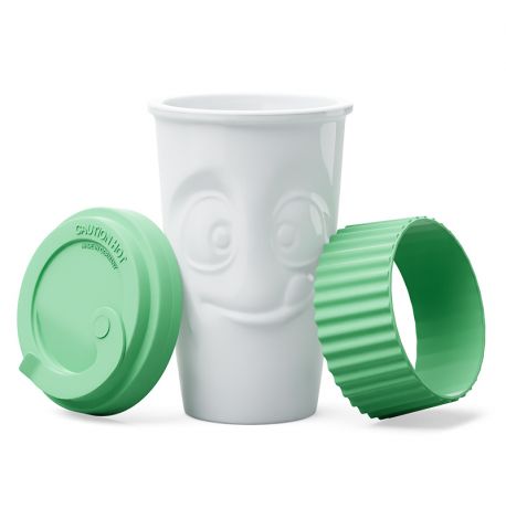 Чашка c крышкой Tassen To Go Tasty 400 мл, фарфоровая (мятная)