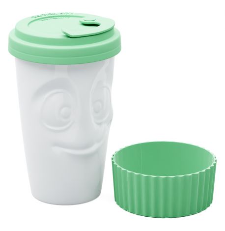 Чашка c крышкой Tassen To Go Tasty 400 мл, фарфоровая (мятная)