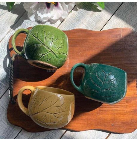 Кружка глазурованная «Бочка лопух» желтая (350 мл)