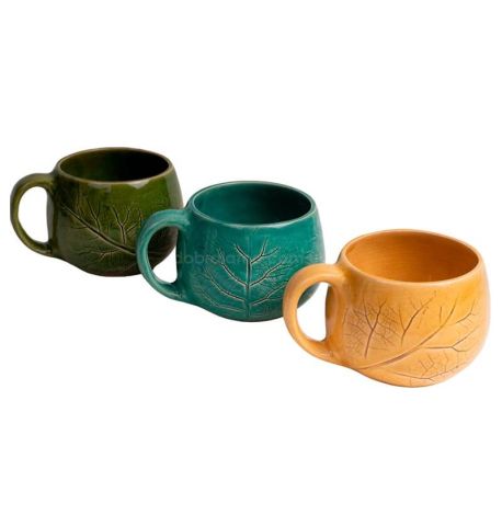 Кружка глазурованная «Бочка лопух» желтая (350 мл)