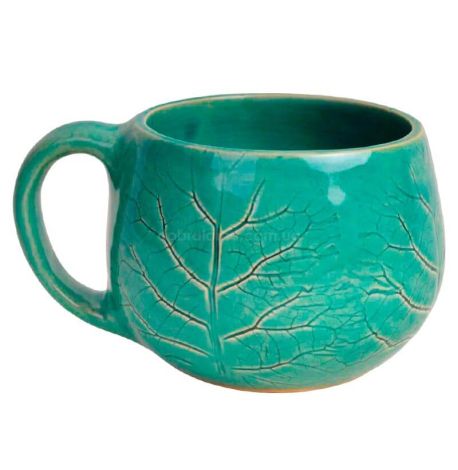Кружка глазурованная «Бочка лопух» морская волна (350 мл)