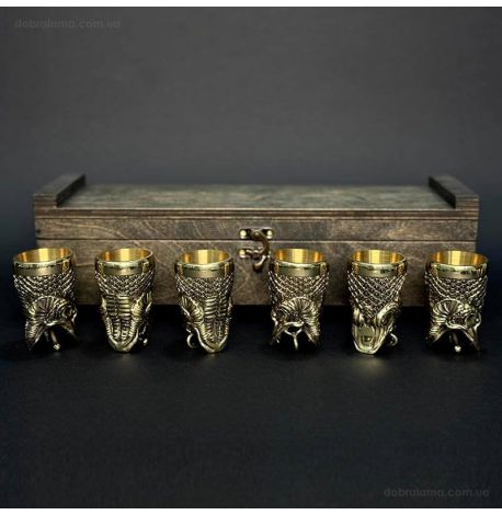 Набір бронзових чарок «Царський улов» (6 шт)