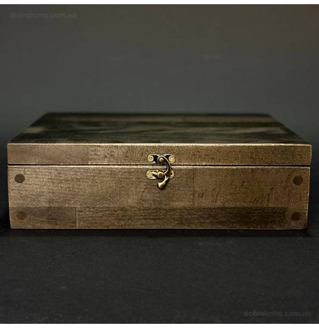 Подарочный набор для мужчин «Козацька рада» (6 бронзовых стопок, нож) в деревянном кейсе