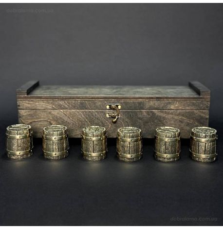 Набор бронзовых стопок «Бочка» (6 шт)