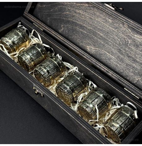 Набор бронзовых стопок «Бочка» (6 шт)