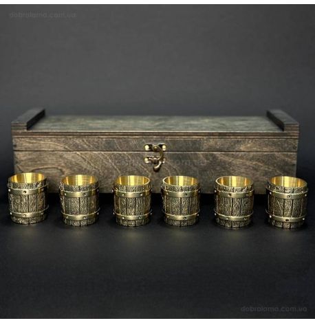 Набор бронзовых стопок «Бочка» (6 шт)