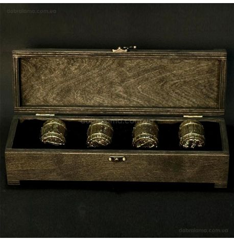 Набір бронзових чарок «Бочка» (4 шт)