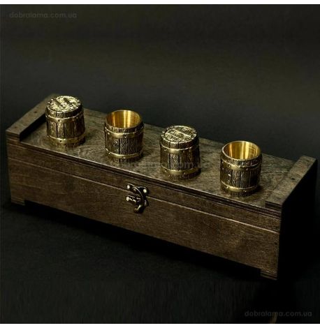 Набір бронзових чарок «Бочка» (4 шт)