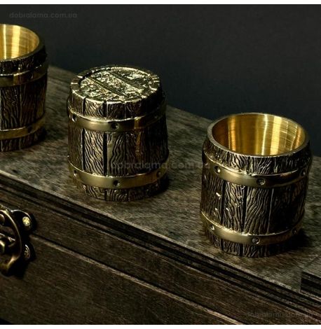 Набір бронзових чарок «Бочка» (4 шт)