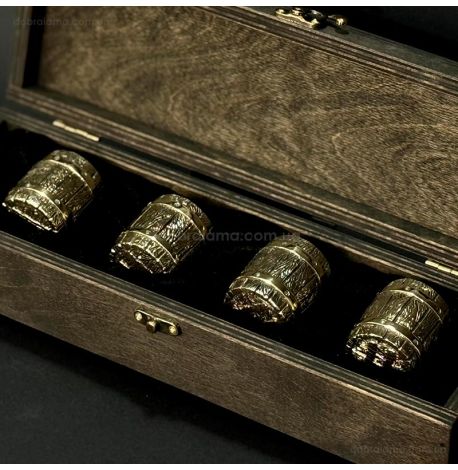 Набір бронзових чарок «Бочка» (4 шт)