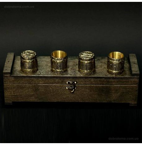 Набір бронзових чарок «Бочка» (4 шт)