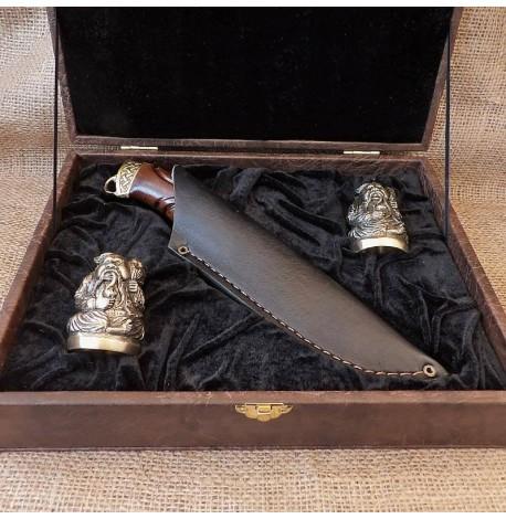 Подарочный набор для мужчин "Козацька рада" (2 бронзовых рюмки, нож)