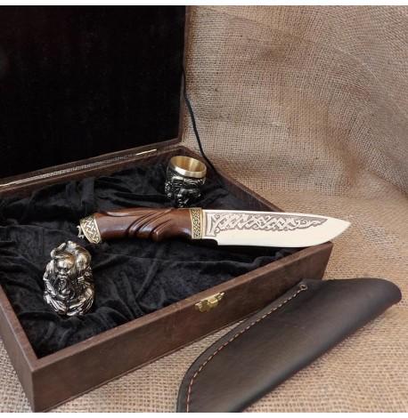 Подарочный набор для мужчин "Козацька рада" (2 бронзовых рюмки, нож)