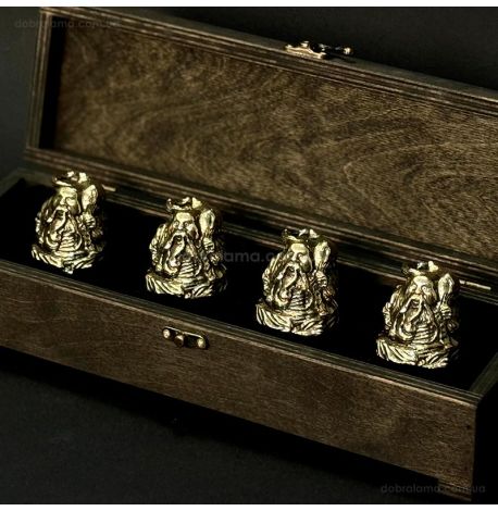 Набір бронзових чарок «Козацька рада» (4 шт)