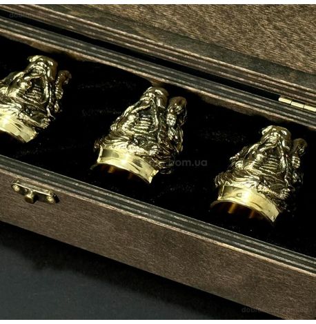 Набір бронзових чарок «Козацька рада» (4 шт)