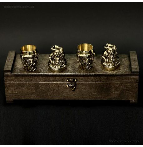 Набір бронзових чарок «Козацька рада» (4 шт)
