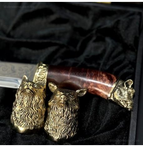 Подарочный набор для мужчин «Охотничий» (2 бронзовых рюмки, нож)