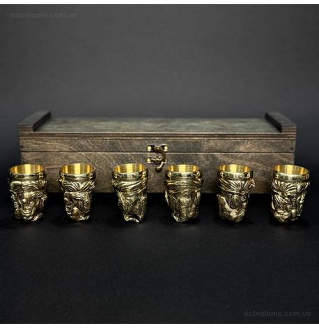 Набор бронзовых стопок «Козацька рада» (6 шт)