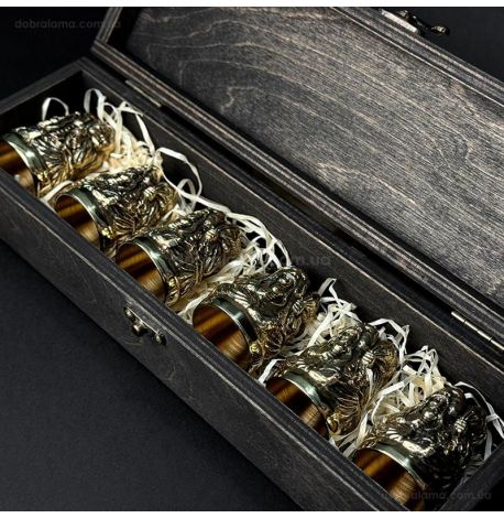 Набор бронзовых стопок «Козацька рада» (6 шт)