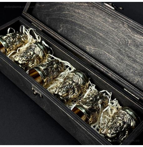 Набор бронзовых стопок «Козацька рада» (6 шт)