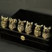Набор бронзовых стопок «Охотничий» (6 шт) в кейсе из экокожи