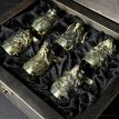 Набор бронзовых стопок «Охотничий» (6 шт) в деревянной коробке