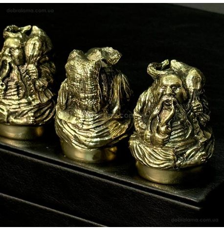 Набор бронзовых стопок «Козацька рада» (6 шт) в кейсе из экокожи