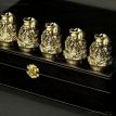Набор бронзовых стопок «Козацька рада» (6 шт) в кейсе из экокожи