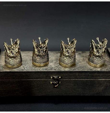 Набор бронзовых стопок «Царский улов» (4 шт)