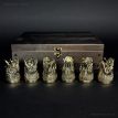 Набор бронзовых стопок «Царский улов» (6 шт) в деревянной коробке