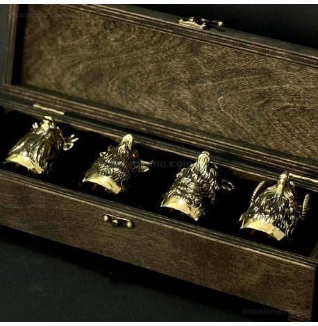 Набор бронзовых стопок «Охотничьи» (4 шт)