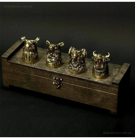 Набор бронзовых стопок «Охотничьи» (4 шт)