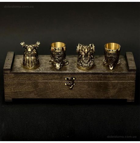 Набор бронзовых стопок «Охотничьи» (4 шт)