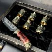 Подарочный набор для мужчин «Охотничий» (6 бронзовых стопок, нож) в деревянном кейсе