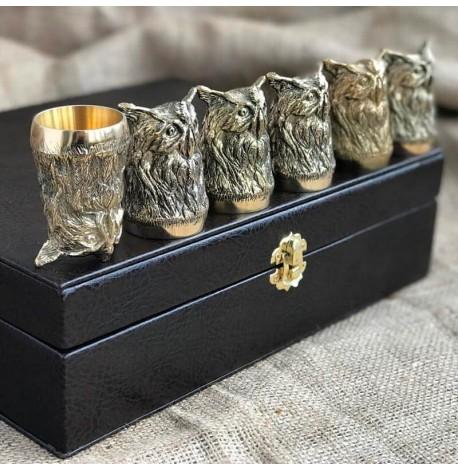 Набор бронзовых рюмок "Мудрость" (6 шт)