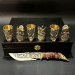 Подарочный набор для мужчин «Царский улов» (6 бронзовых рюмок, нож)
