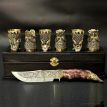 Подарочный набор для мужчин «Царский улов» (6 бронзовых рюмок, нож)
