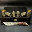 Подарочный набор для мужчин «Царский улов» (6 бронзовых рюмок, нож)