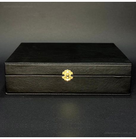 Подарочный набор для мужчин «Козацька рада» (6 бронзовых стопок, нож) в кейсе из экокожи