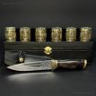 Подарочный набор для мужчин «Бочка» (6 бронзовых рюмок, нож) в кейсе из экокожи