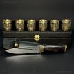 Подарочный набор для мужчин «Бочка» (6 бронзовых рюмок, нож) в кейсе из экокожи