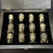 Набор бронзовых стопок «Охотничьи» (12 шт) в деревянном кейсе
