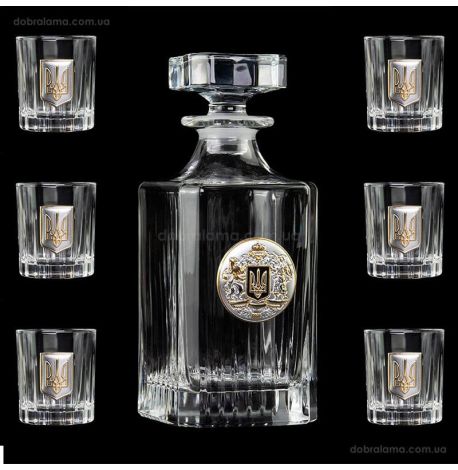 Набір для алкоголю «Тризуб» Boss Crystal (графін + 6 стопок)