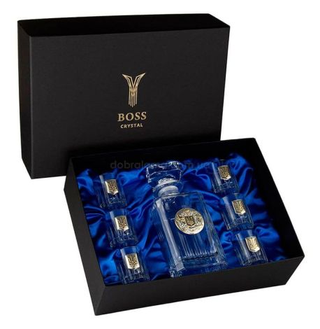 Набір для алкоголю «Тризуб» Boss Crystal (графін + 6 стопок)