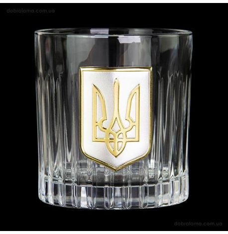 Набір 2-х склянок для віскі Boss Crystal «Тризуб» (золото, срібло) 